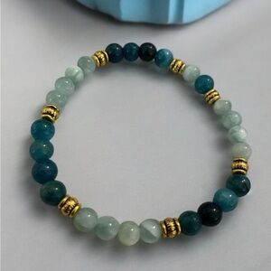 Elegant Gold and Blue Beaded Bracelet